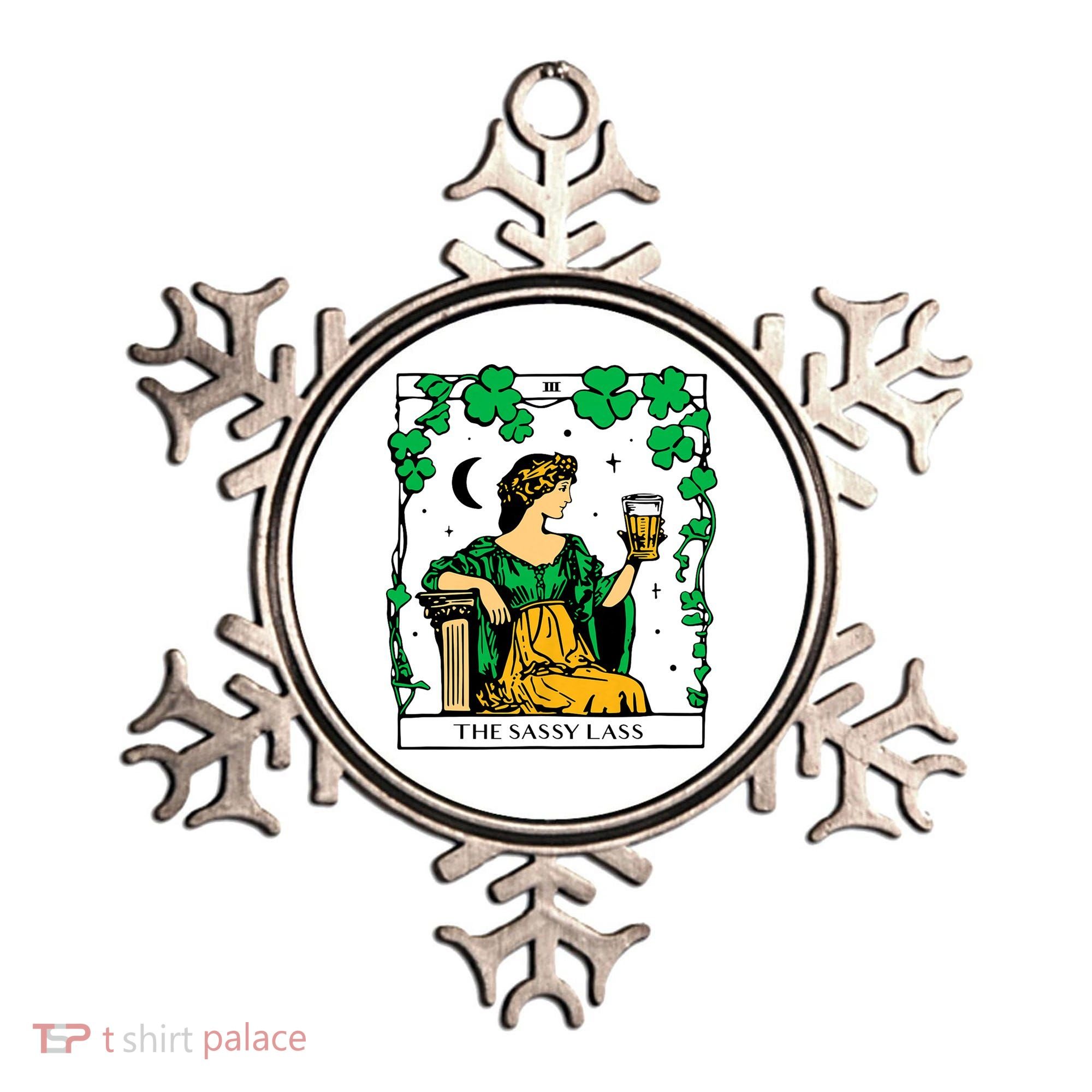 Funny PatrickS Day The Sassy Lass Tarot Card Ornament