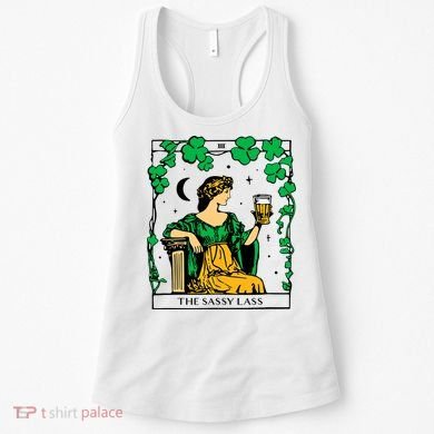 Funny PatrickS Day The Sassy Lass Tarot Card Women's Tank Top