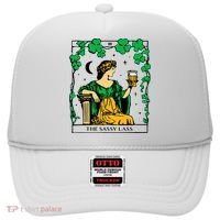 Funny PatrickS Day The Sassy Lass Tarot Card Hat thumb 0