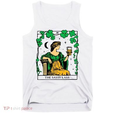 Funny PatrickS Day The Sassy Lass Tarot Card Tank Top