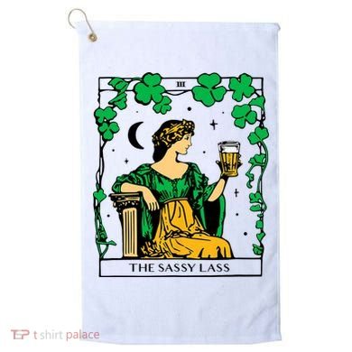 Funny PatrickS Day The Sassy Lass Tarot Card Golf Towel