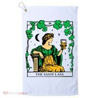Funny PatrickS Day The Sassy Lass Tarot Card Golf Towel thumb 0