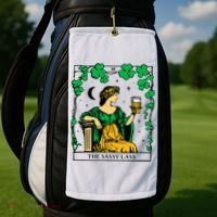 Funny PatrickS Day The Sassy Lass Tarot Card Golf Towel thumb 2