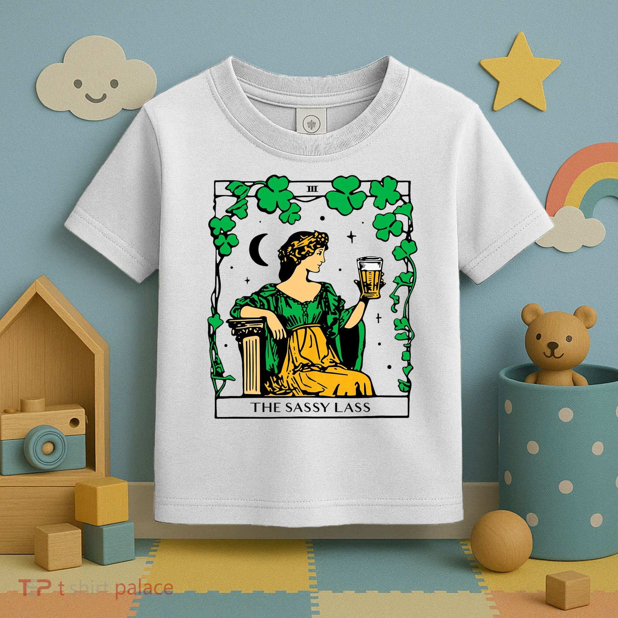 Funny PatrickS Day The Sassy Lass Tarot Card Toddler T-Shirt