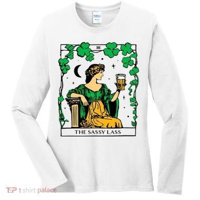 Funny PatrickS Day The Sassy Lass Tarot Card Women's Long Sleeve Shirt