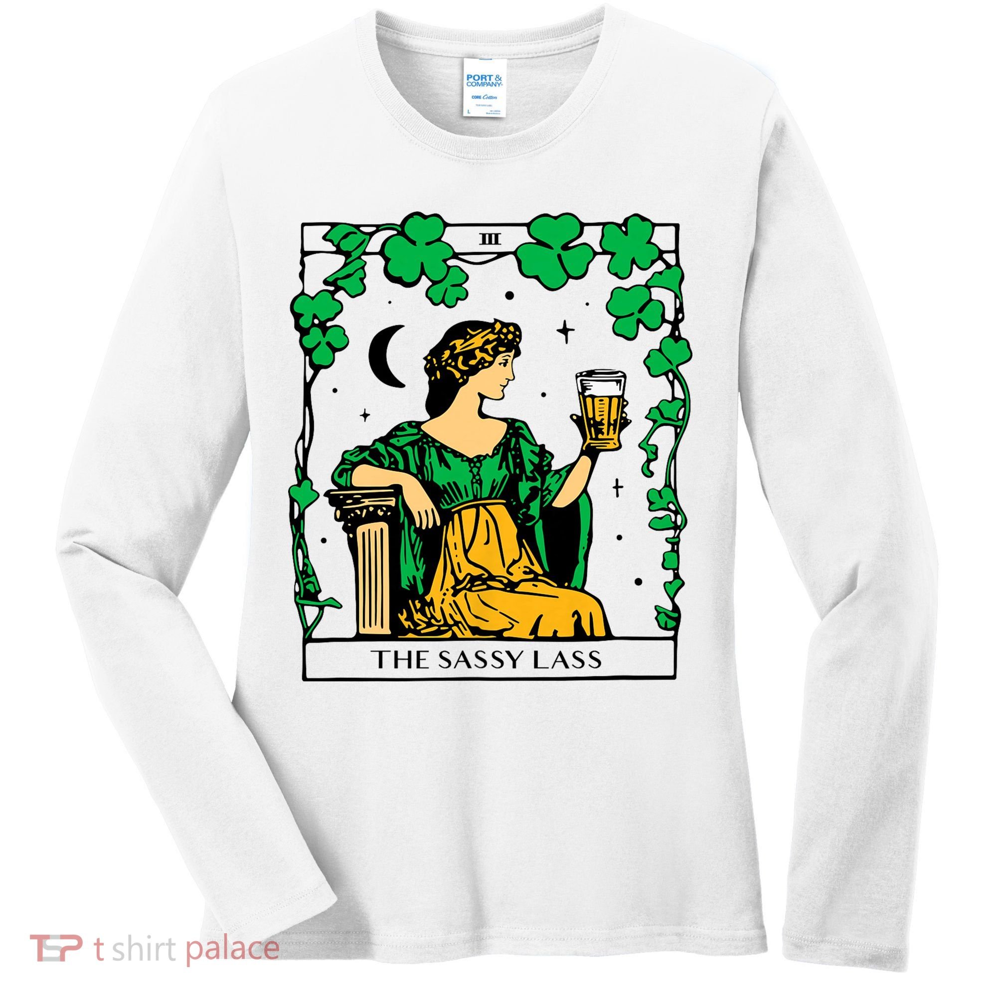 Funny PatrickS Day The Sassy Lass Tarot Card Women's Long Sleeve Shirt