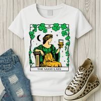 Funny PatrickS Day The Sassy Lass Tarot Card Women's T-Shirt thumb 3
