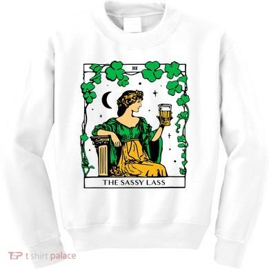 Funny PatrickS Day The Sassy Lass Tarot Card Kids Sweatshirt