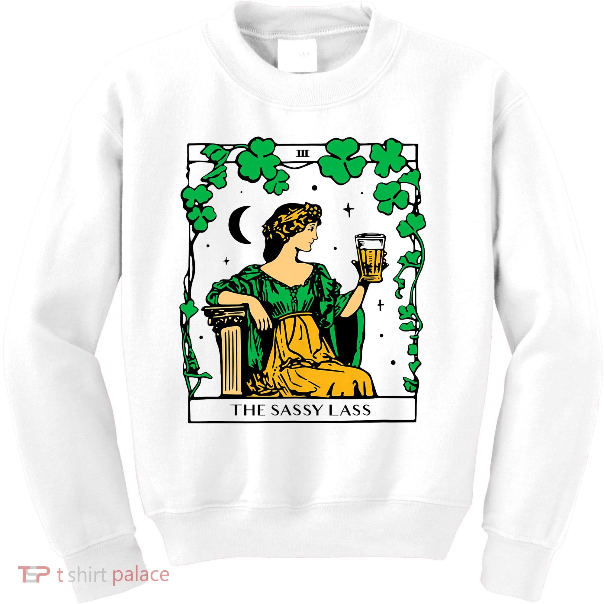 Funny PatrickS Day The Sassy Lass Tarot Card Kids Sweatshirt