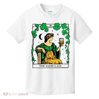 Funny PatrickS Day The Sassy Lass Tarot Card Kids T-Shirt