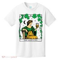 Funny PatrickS Day The Sassy Lass Tarot Card Kids T-Shirt thumb 0