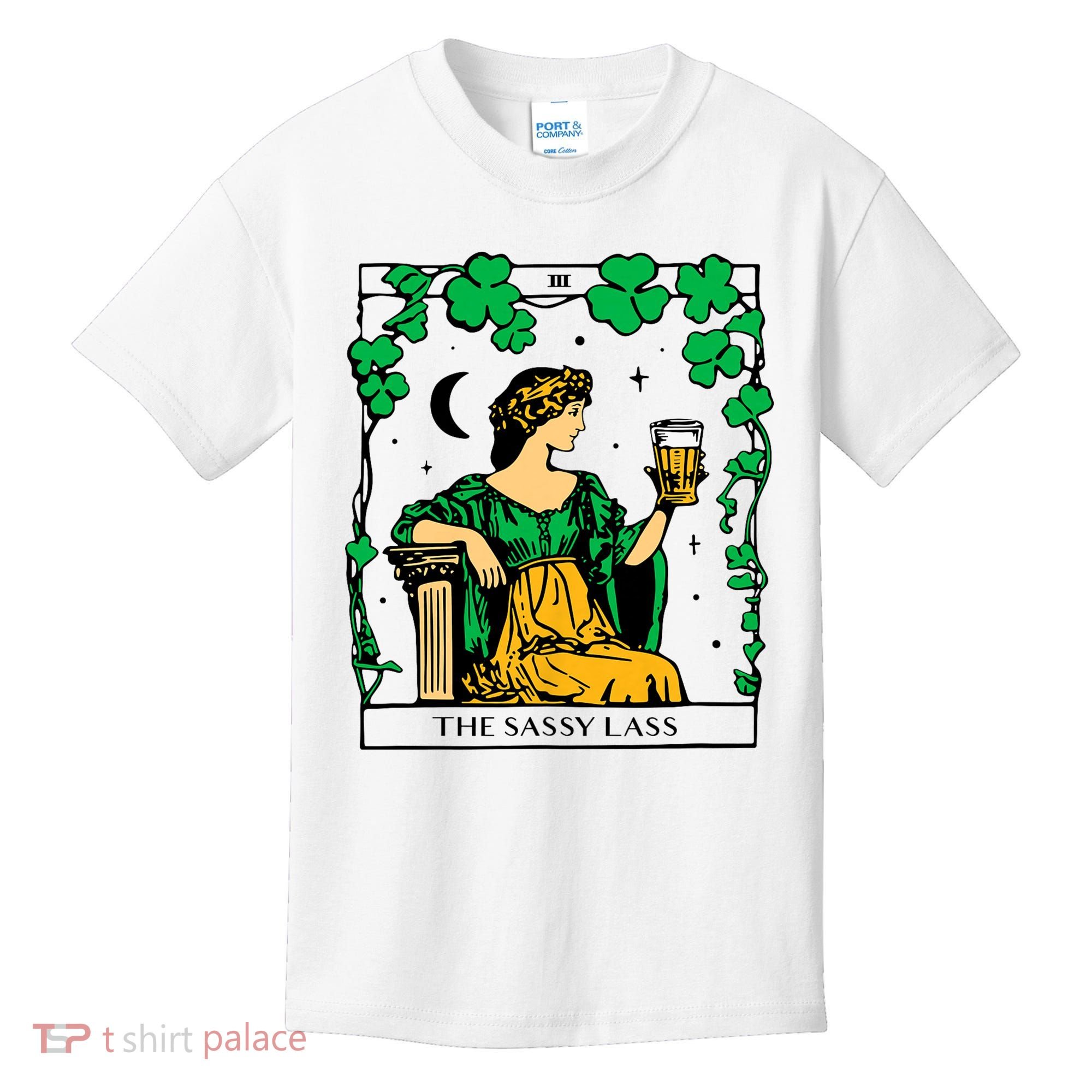 Funny PatrickS Day The Sassy Lass Tarot Card Kids T-Shirt