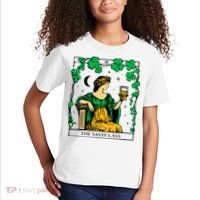 Funny PatrickS Day The Sassy Lass Tarot Card Kids T-Shirt thumb 2