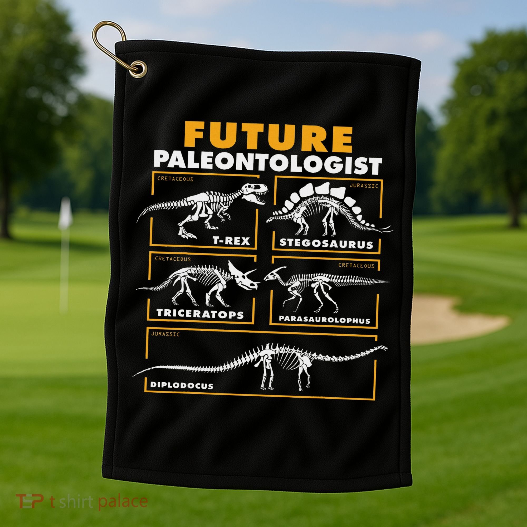 Future Paleontologist Dinosaur Fossil Paleontology Golf Towel