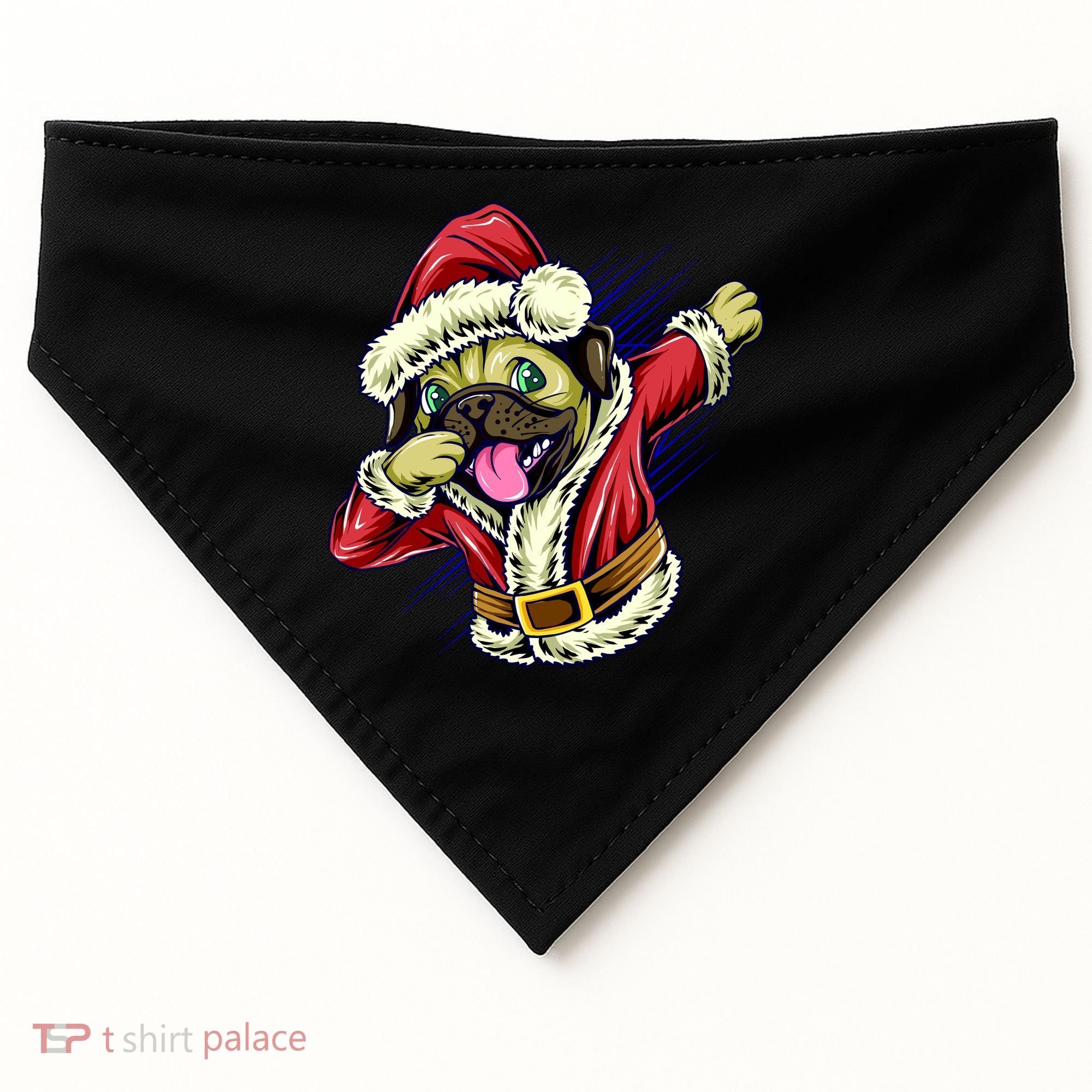 Funny Pug Dabbing Santa Claus USA-Made Doggie Bandana