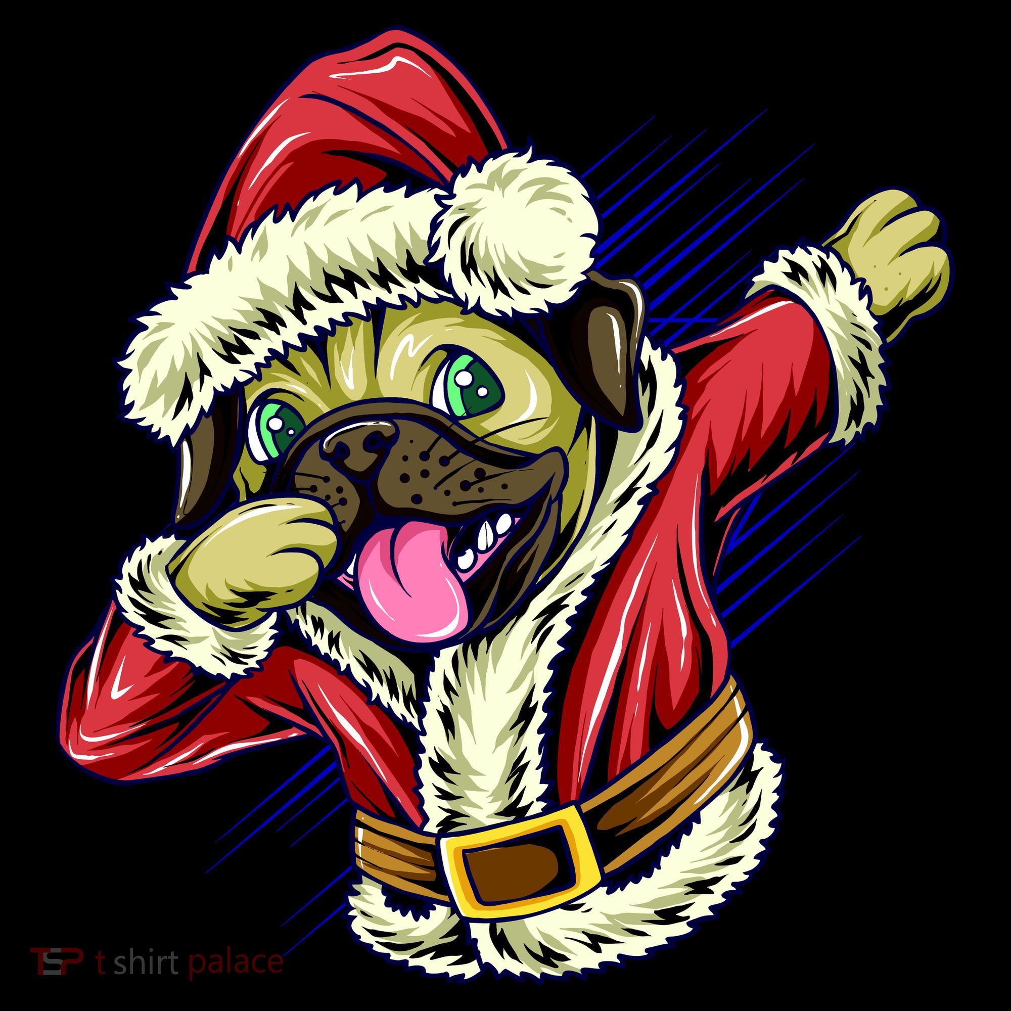 Funny Pug Dabbing Santa Claus USA-Made Doggie Bandana