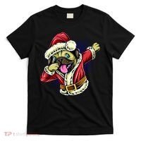 Funny Pug Dabbing Santa Claus T-Shirt thumb 0
