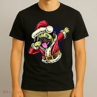 Funny Pug Dabbing Santa Claus T-Shirt thumb 3