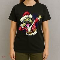Funny Pug Dabbing Santa Claus T-Shirt thumb 4