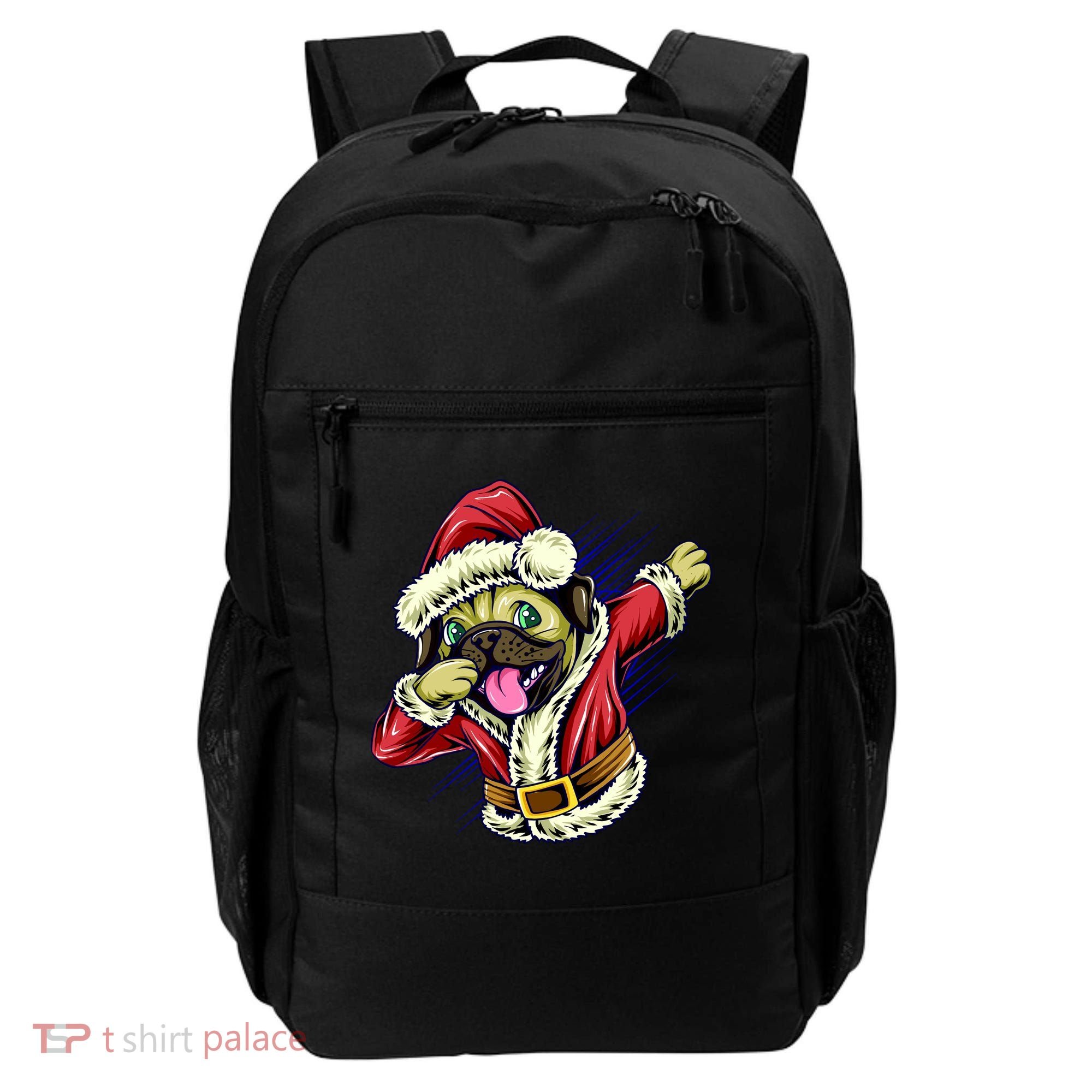 Funny Pug Dabbing Santa Claus Backpack