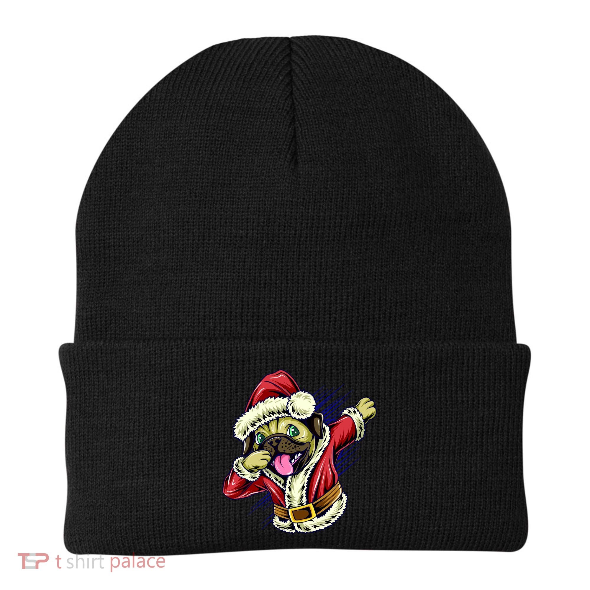 Funny Pug Dabbing Santa Claus Beanie