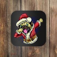 Funny Pug Dabbing Santa Claus Coaster thumb 0