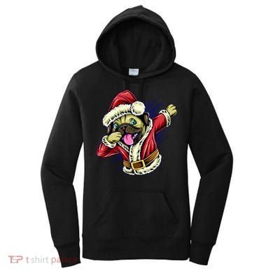 Funny Pug Dabbing Santa Claus Women's Hoodie