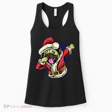 Funny Pug Dabbing Santa Claus Women's Tank Top