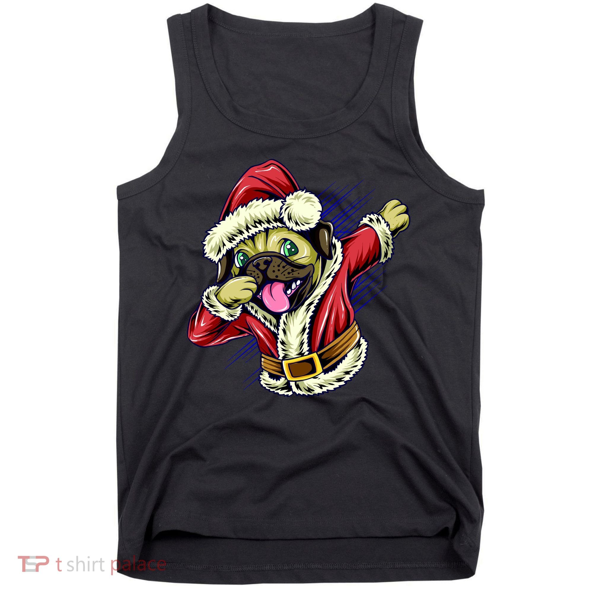 Funny Pug Dabbing Santa Claus Tank Top