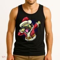 Funny Pug Dabbing Santa Claus Tank Top thumb 3