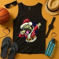 Funny Pug Dabbing Santa Claus Tank Top thumb 4