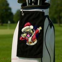 Funny Pug Dabbing Santa Claus Golf Towel thumb 2