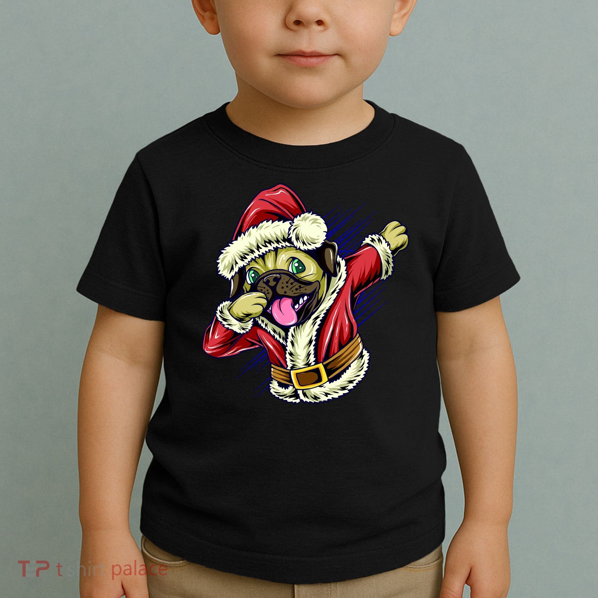 Funny Pug Dabbing Santa Claus Toddler T-Shirt