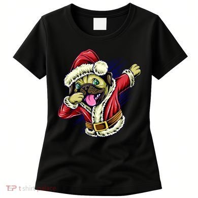 Funny Pug Dabbing Santa Claus Women's T-Shirt