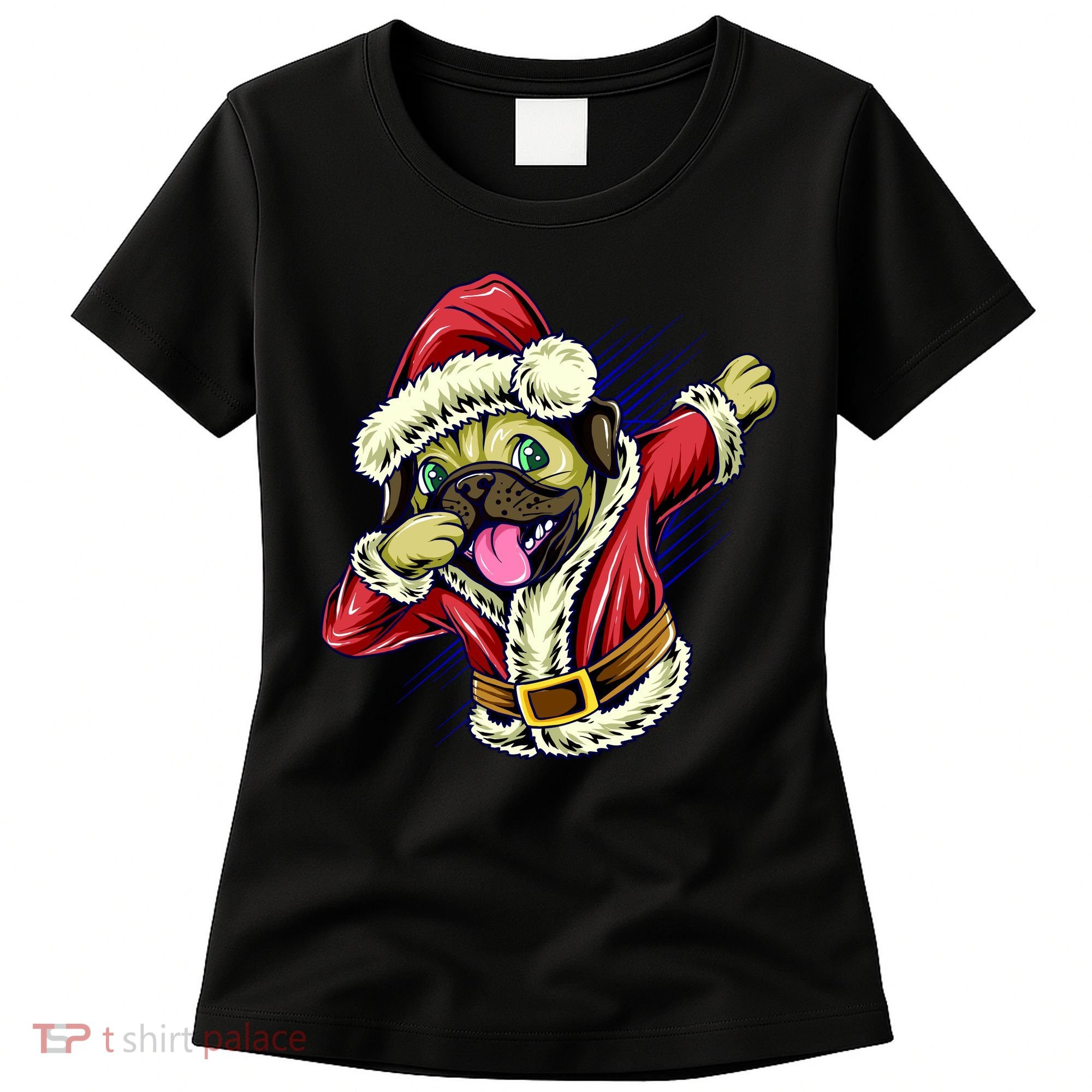 Funny Pug Dabbing Santa Claus Women's T-Shirt