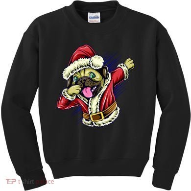 Funny Pug Dabbing Santa Claus Kids Sweatshirt
