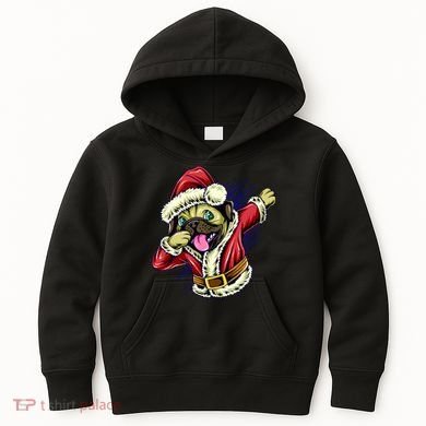 Funny Pug Dabbing Santa Claus Kids Hoodie