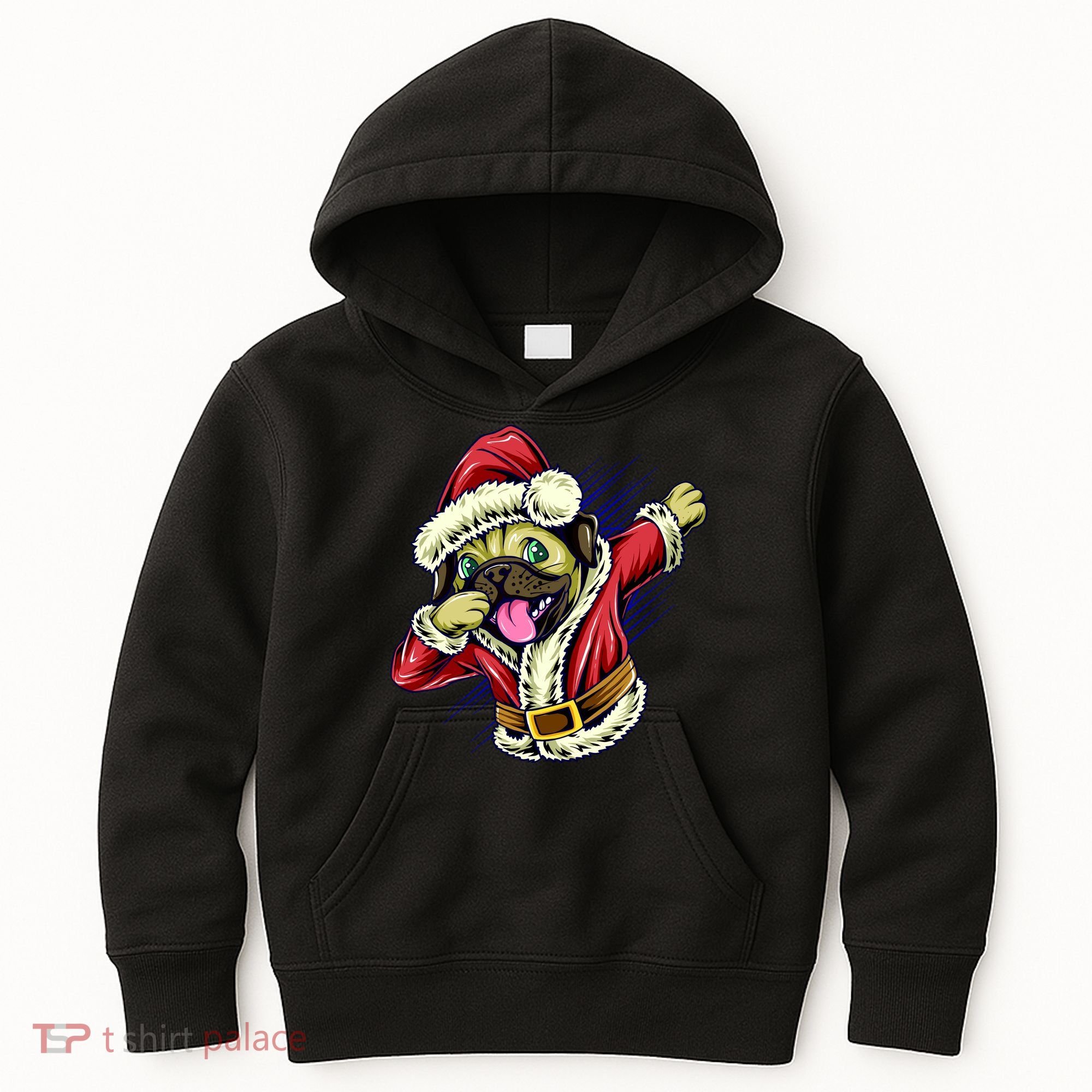 Funny Pug Dabbing Santa Claus Kids Hoodie