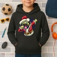 Funny Pug Dabbing Santa Claus Kids Hoodie thumb 2