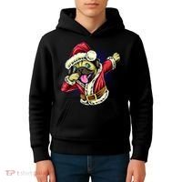 Funny Pug Dabbing Santa Claus Kids Hoodie thumb 4