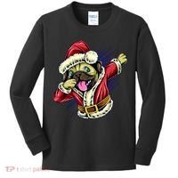 Funny Pug Dabbing Santa Claus Kids Long Sleeve Shirt thumb 0