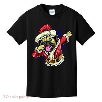 Funny Pug Dabbing Santa Claus Kids T-Shirt