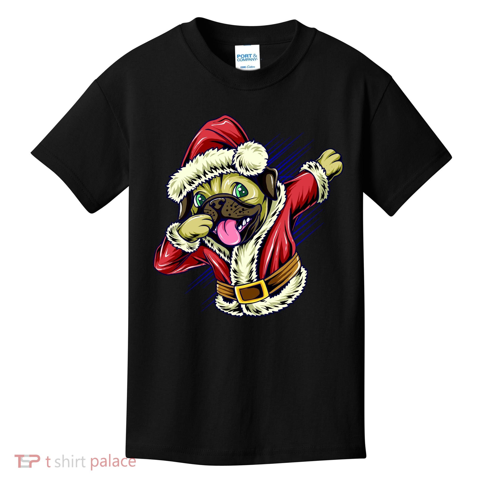 Funny Pug Dabbing Santa Claus Kids T-Shirt