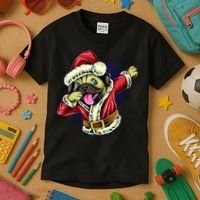 Funny Pug Dabbing Santa Claus Kids T-Shirt thumb 3