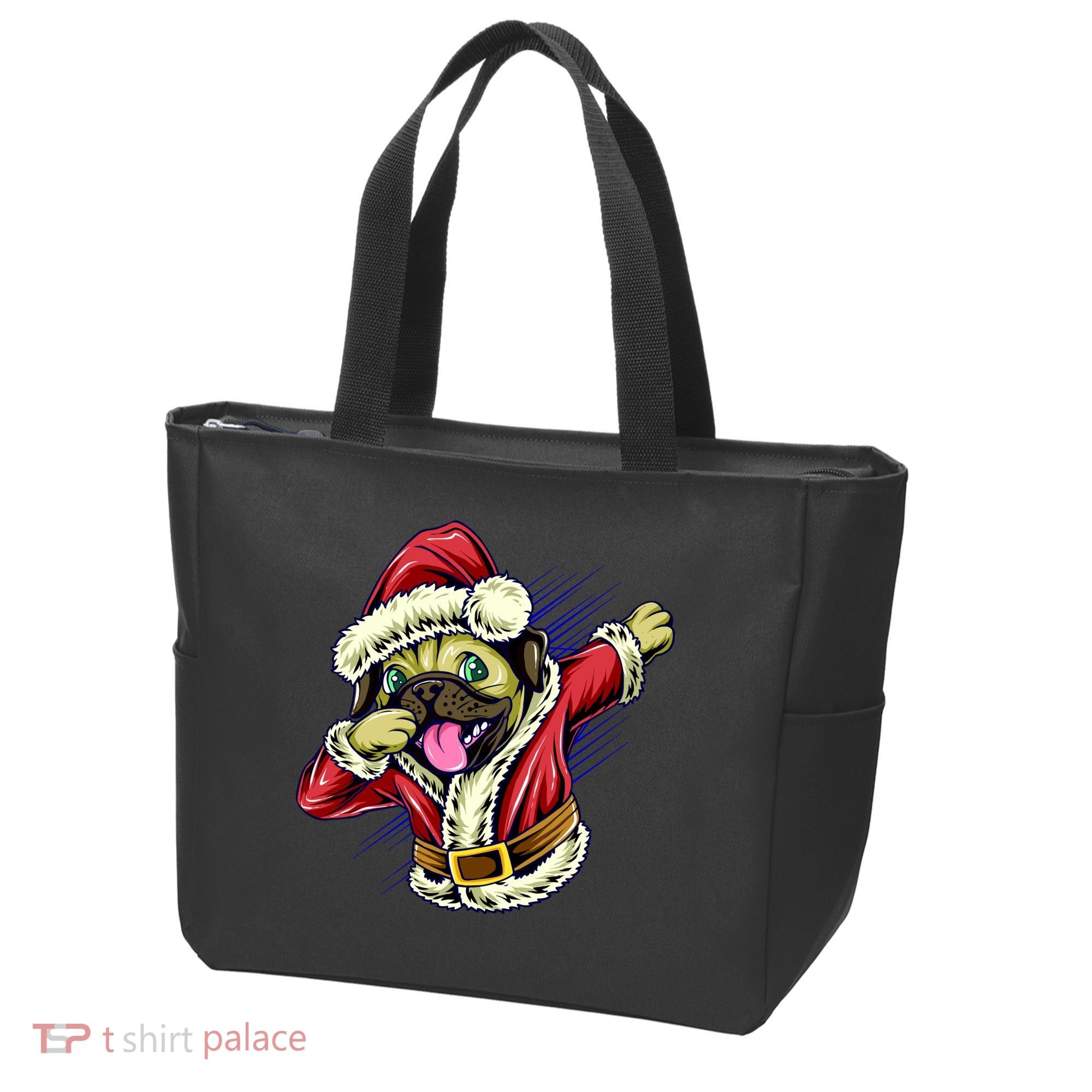 Funny Pug Dabbing Santa Claus Tote Bag