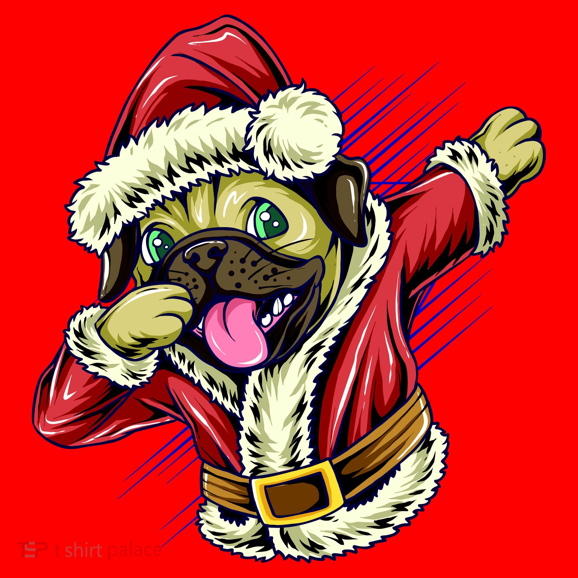 Funny Pug Dabbing Santa Claus Santa Hat