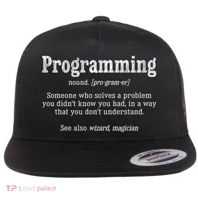 Funny Programmer Definition Debugger Computer Programmer Cute Gift Flat Bill Trucker Hat