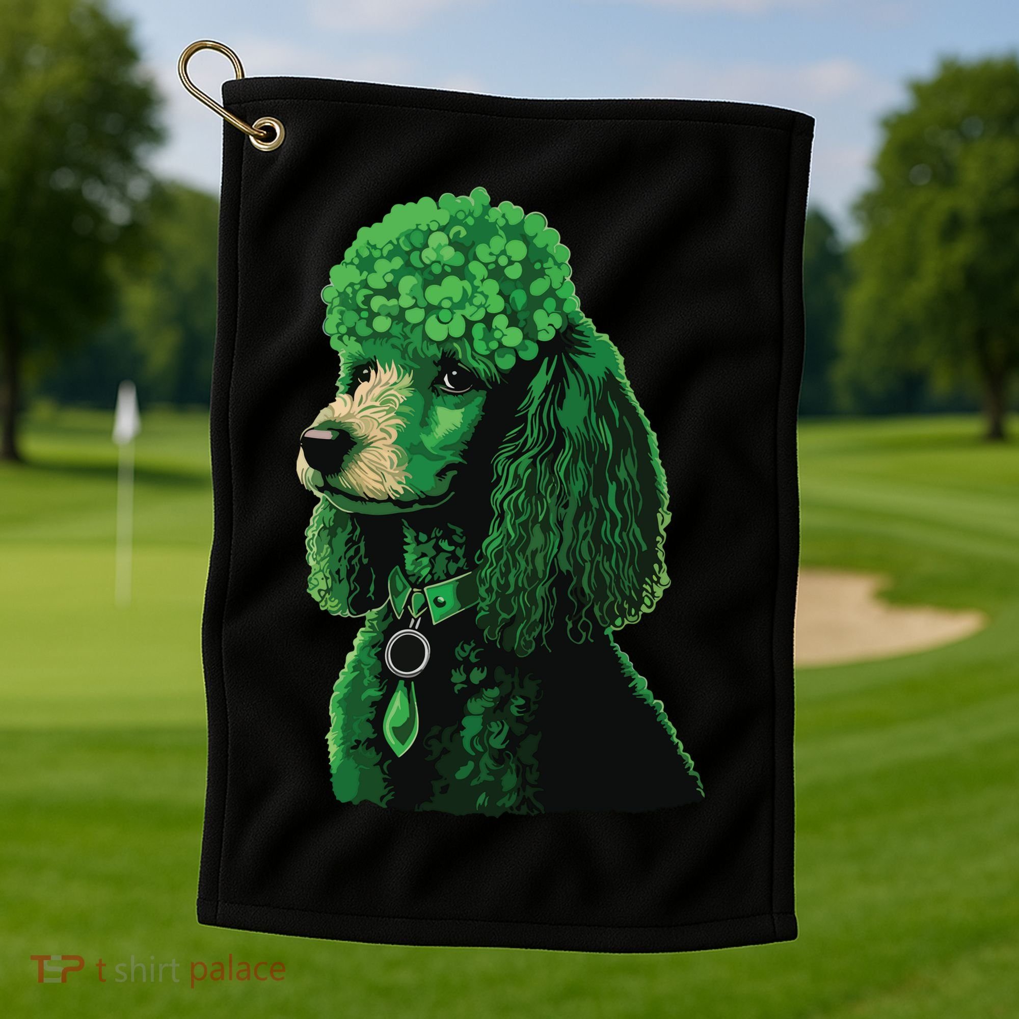 Funny Poodle Dog Miniature Poodle Toy Poodle St Patricks Golf Towel