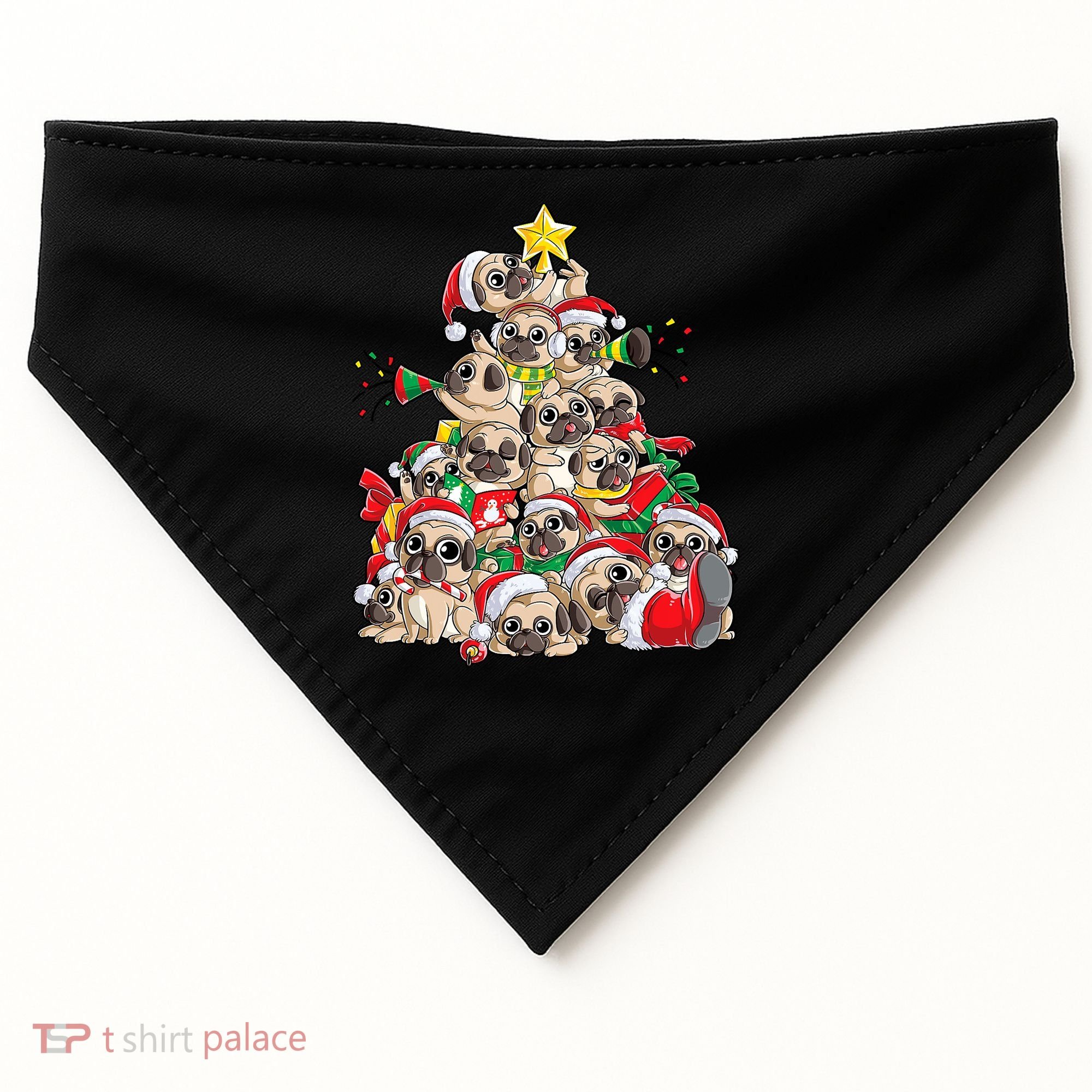Funny Pug Dog Cute Christmas Gift USA-Made Doggie Bandana