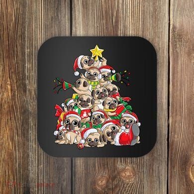 Funny Pug Dog Cute Christmas Gift Coaster
